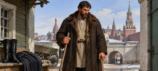 Иллюстрация к рассказу Тургенева «Муму»: Герасим становится дворником