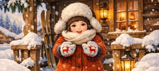 Иллюстрация «Зимние забавы: Лыжи»