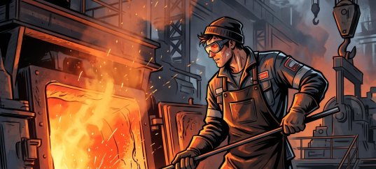 Иллюстрация: Металлург у печи