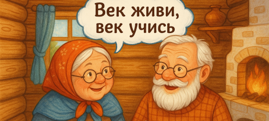 Иллюстрация к русской пословице: Век живи, век учись