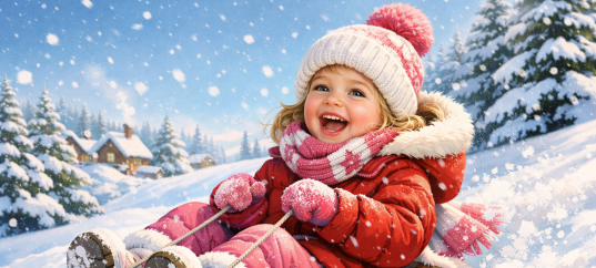 Иллюстрация «Зимние забавы. Санки»