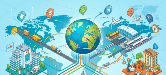 Иллюстрация по теме «Транспорт и сфера услуг»