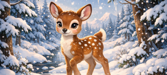 Иллюстрация «Зима: Оленёнок»