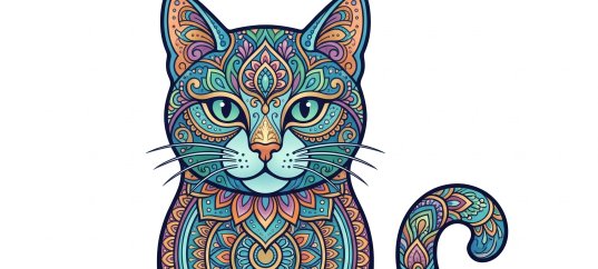 Цветная мандала в форме кошки
