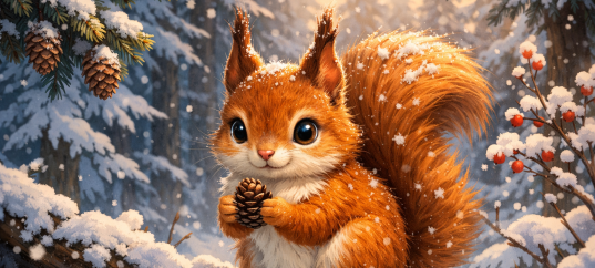 Иллюстрация «Зима: Белочка»