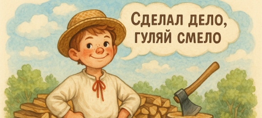 Иллюстрация к русской пословице: Сделал дело, гуляй смело