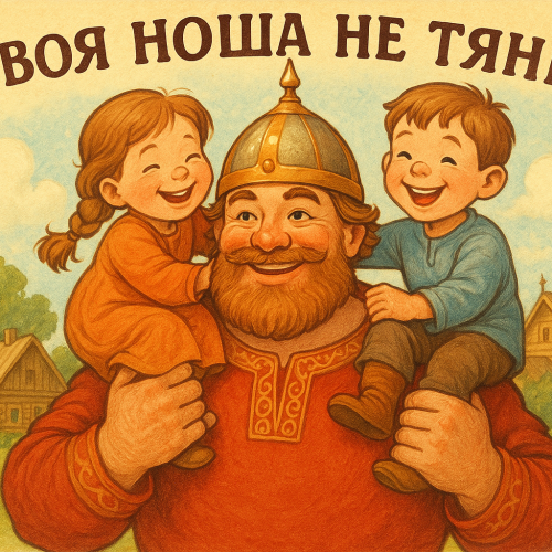 Иллюстрация к русской пословице: Своя ноша не тянет