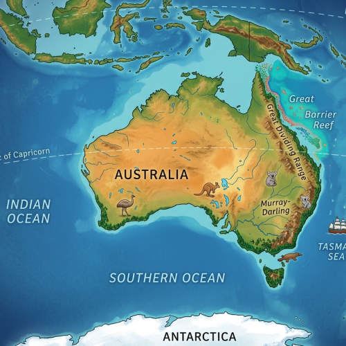 Иллюстрация по теме «В чём особенности географического положения Австралии»