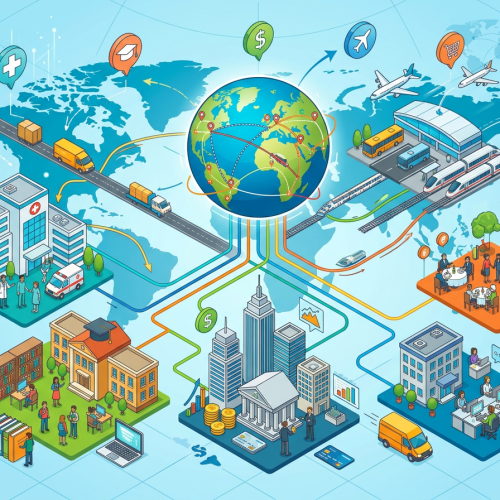 Иллюстрация по теме «Транспорт и сфера услуг»
