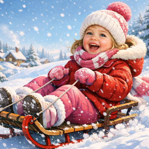 Иллюстрация «Зимние забавы. Санки»