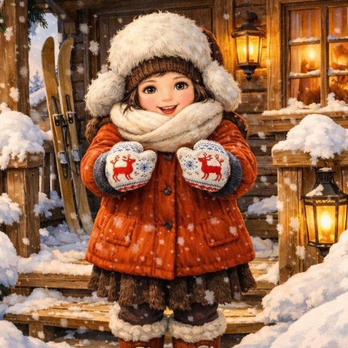 Иллюстрация «Зимние забавы: Лыжи»