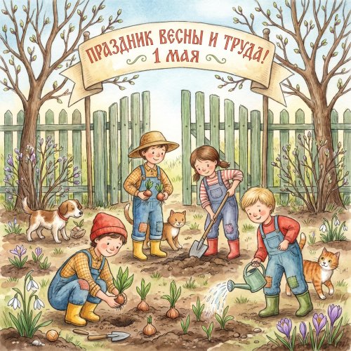 Кроссворд для детей: 1 мая — праздник весны и труда