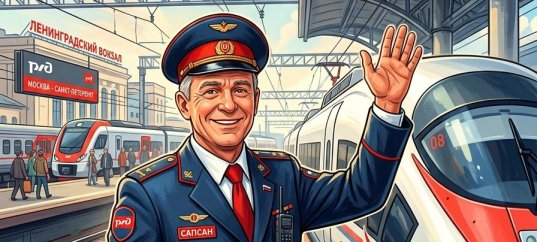 Открытка на День железнодорожника: Машинист Сапсана