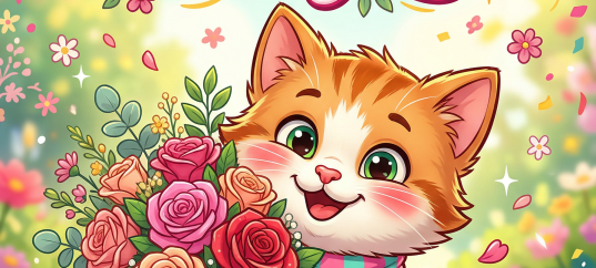 Открытка «С 8 марта: Весёлый котёнок»