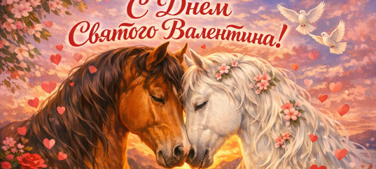 Открытка «С Днем Святого Валентина: Лошади»