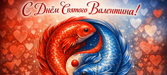 Открытка «С Днем Святого Валентина: Рыбки инь-ян»