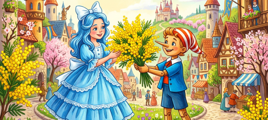 Открытка «С 8 марта: Девочка с голубыми волосами»