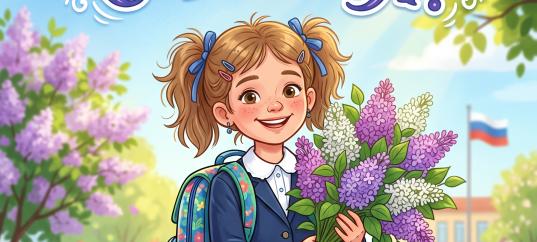 Открытка «С 1 мая: Девочка с букетом сирени»