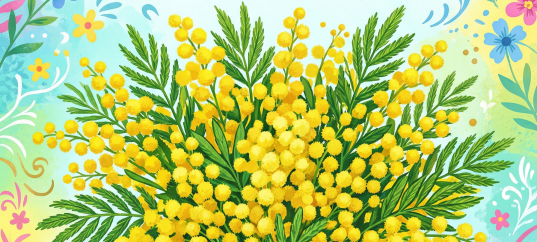 Открытка «С 8 марта: Букет мимозы»