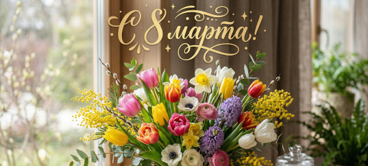 Открытка «С 8 марта: Красивый букет цветов»