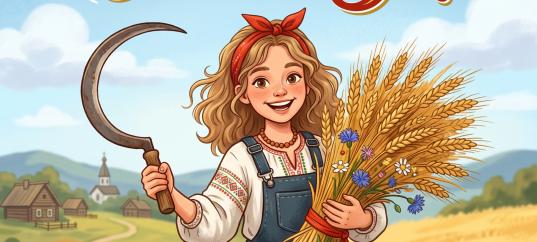 Открытка «С 1 мая: Девушка со снопом пшеницы»