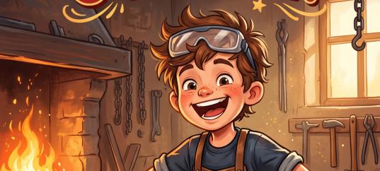 Открытка «С 1 мая: Юный кузнец»