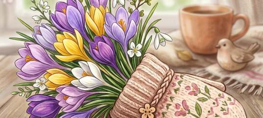 Открытка «С 8 марта: Букетик крокусов»