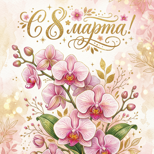 Открытка «С 8 марта: Орхидея»