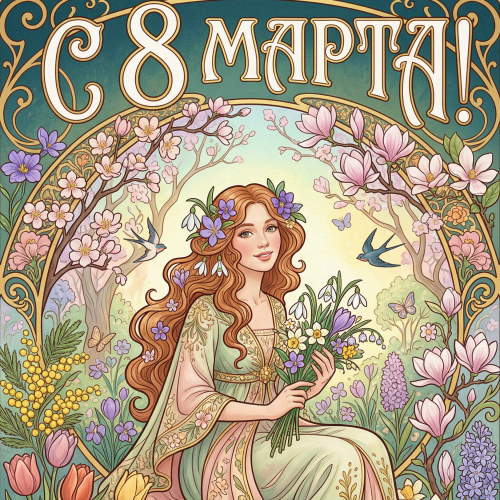 Открытка «С 8 марта: Волшебница»