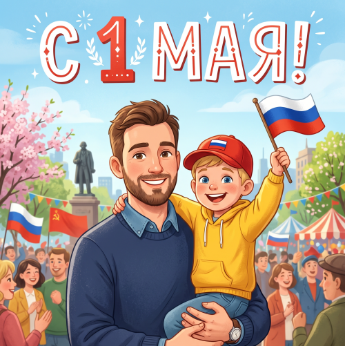 Открытка «С 1 мая: Первомайская демонстрация»