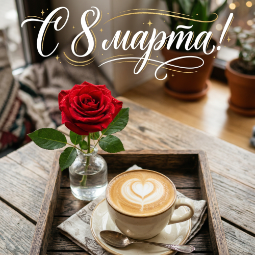 Открытка «С 8 марта: Кофейное настроение»