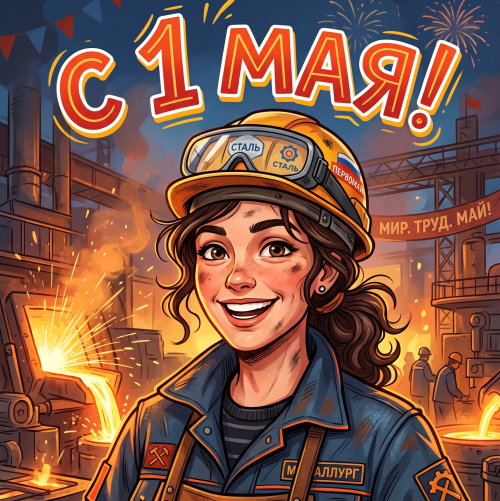 Открытка «С 1 мая: Профессия металлург»