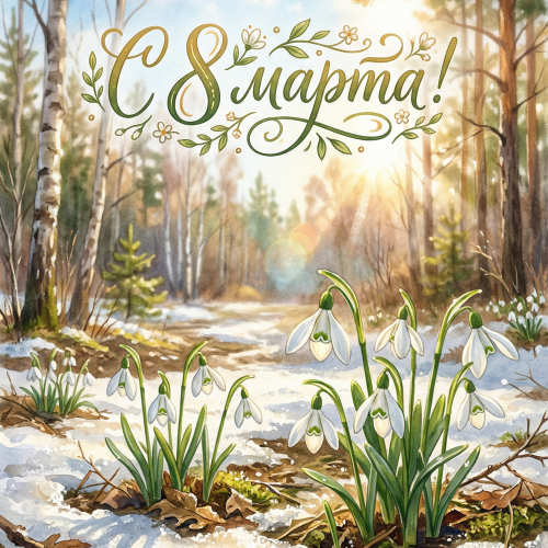 Открытка «С 8 марта: Подснежники»