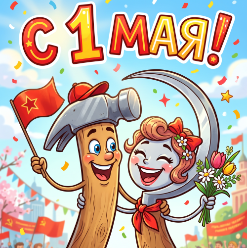 Открытка «С 1 мая: С праздником весны и труда»