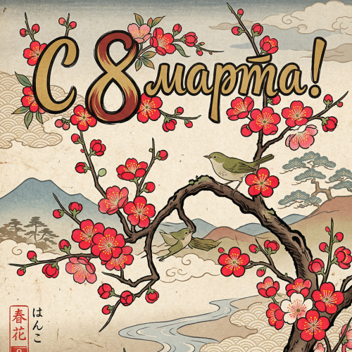 Открытка «С 8 марта: Цветущая сакура»