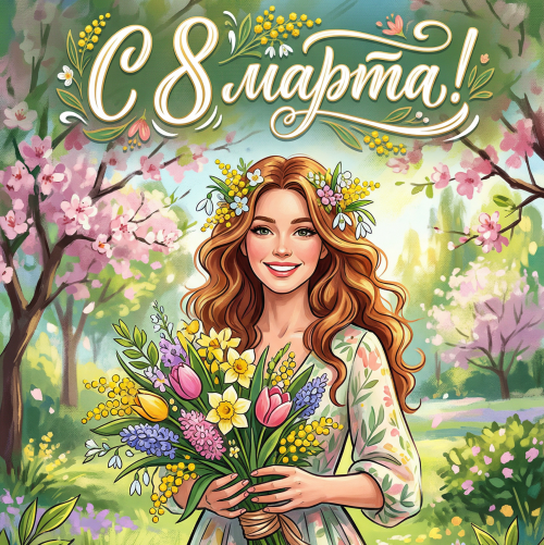 Открытка «С 8 марта: Обворожительная девушка»