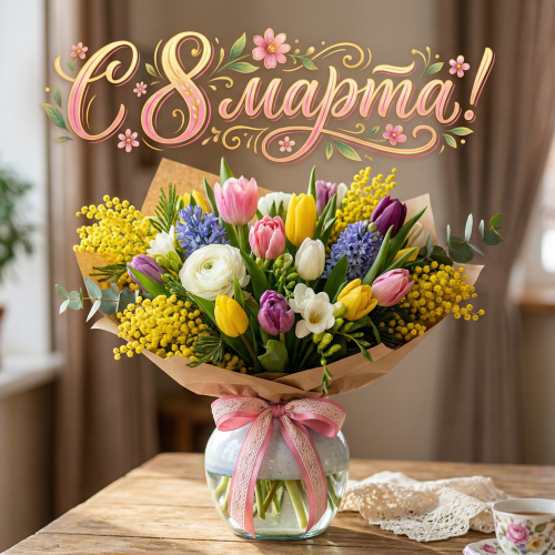 Открытка «С 8 марта: Очаровательный букет»