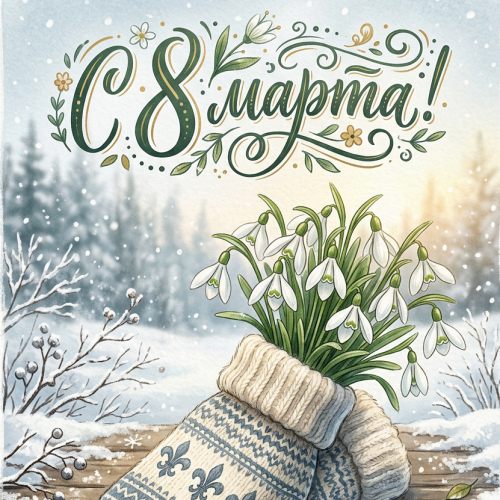 Открытка «С 8 марта: Первоцветы»