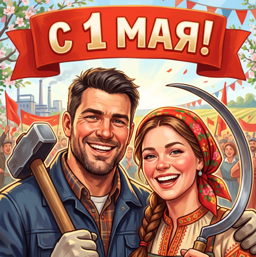 Открытка «С 1 мая: Первомай»
