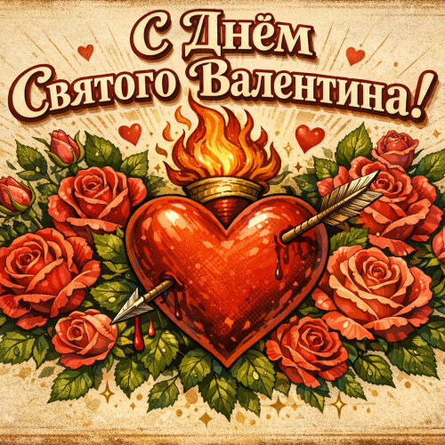 Открытка «С Днем Святого Валентина: Раненное сердце»