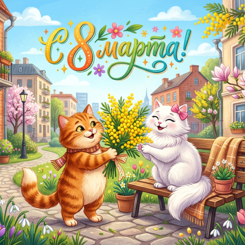 Открытка «С 8 марта: Милая кошечка»
