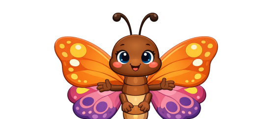 Шаблон аппликации: Мультяшная бабочка