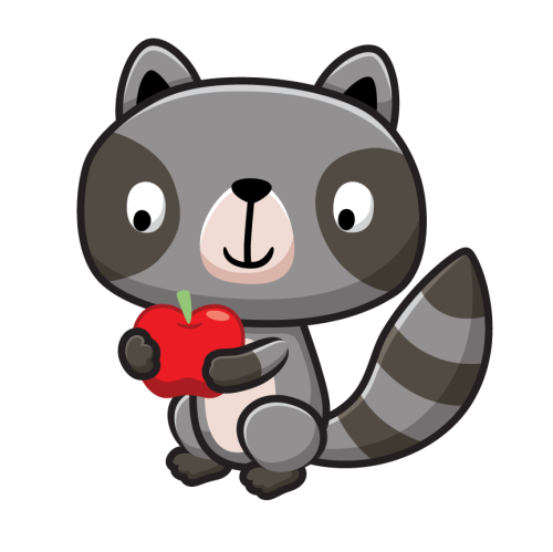 Аппликация: Енот с яблоком