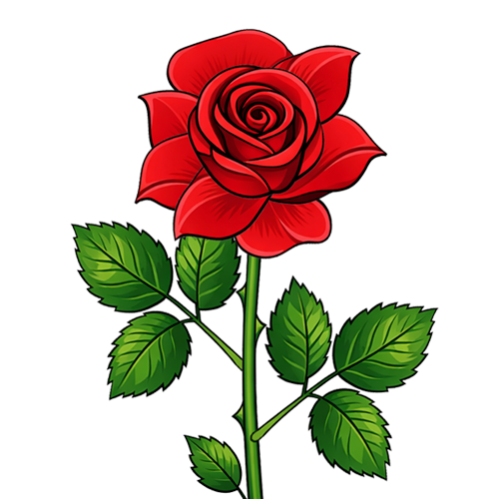 Шаблон аппликации: Красная роза