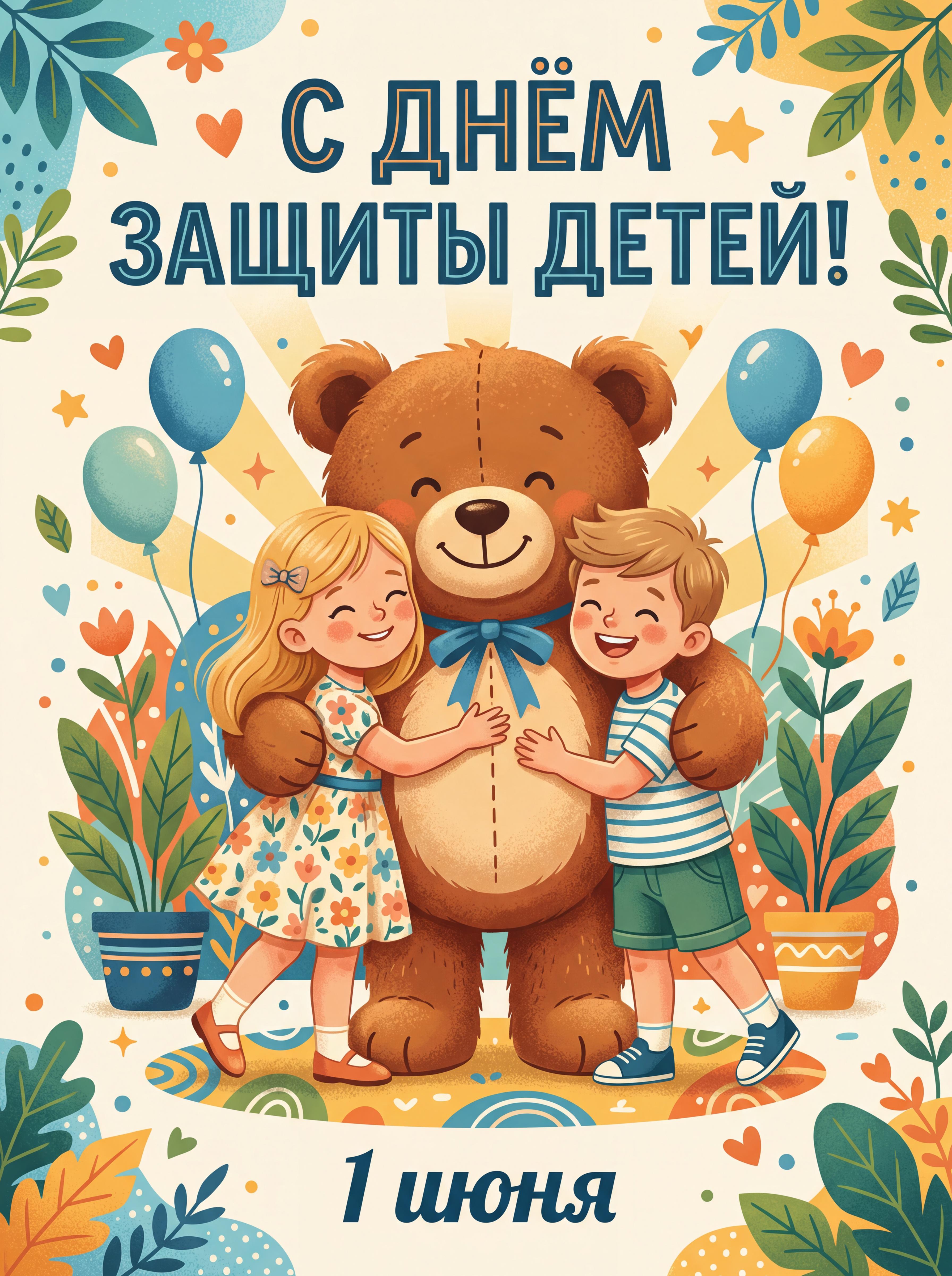Плакат «День защиты детей: Объятия заботы»