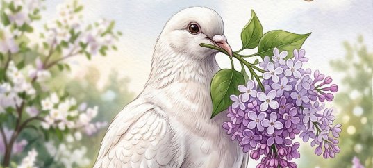 Плакат «С 1 мая: Голубь с веточкой сирени»