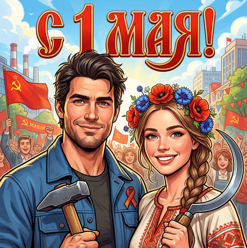 Плакат «С 1 мая: Праздник весны и труда»
