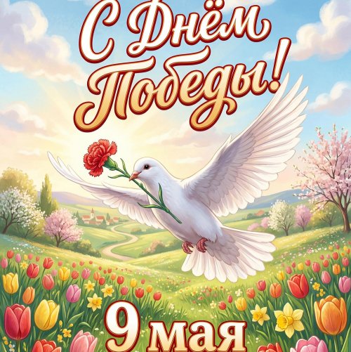 Плакат «Победа ради мира: с праздником 9 Мая!»