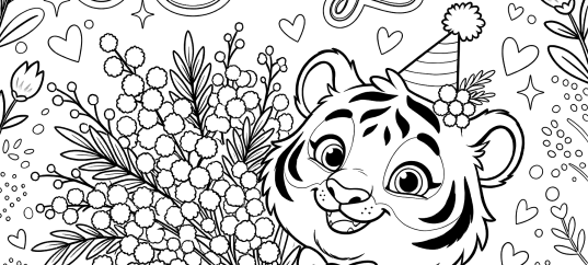 Раскраска «С 8 марта: Тигрёнок»