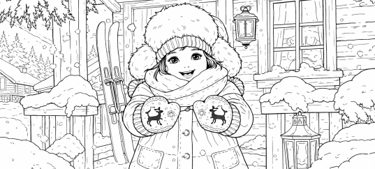 Раскраска «Зимние забавы: Лыжи»